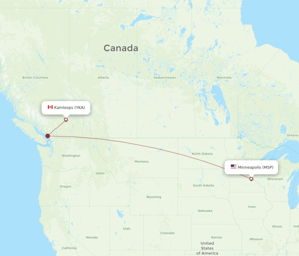 YKA-MSP flight routes