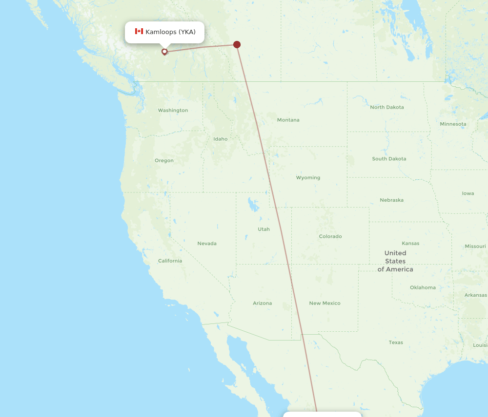 YKA to MZT flights and routes map