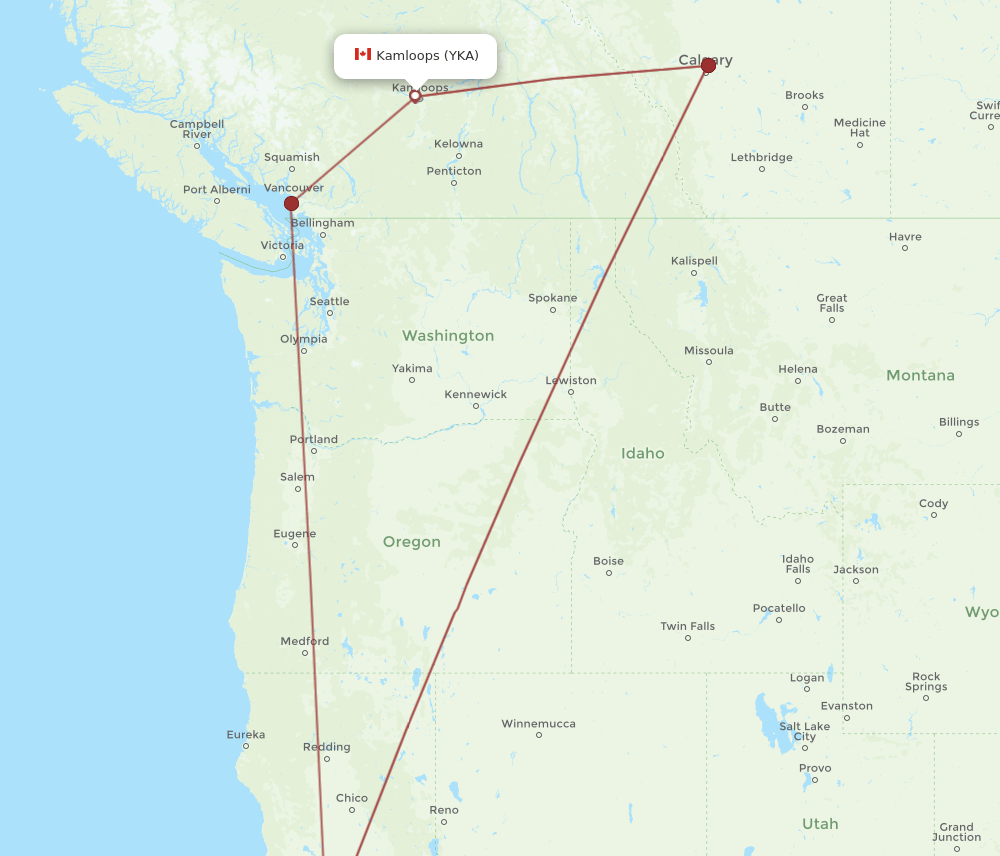YKA-SFO flight routes