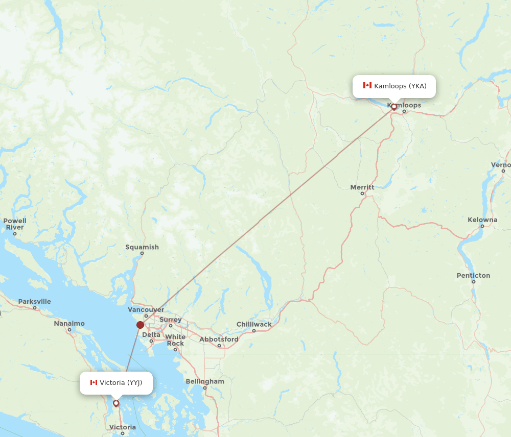 YKA-YYJ flight routes