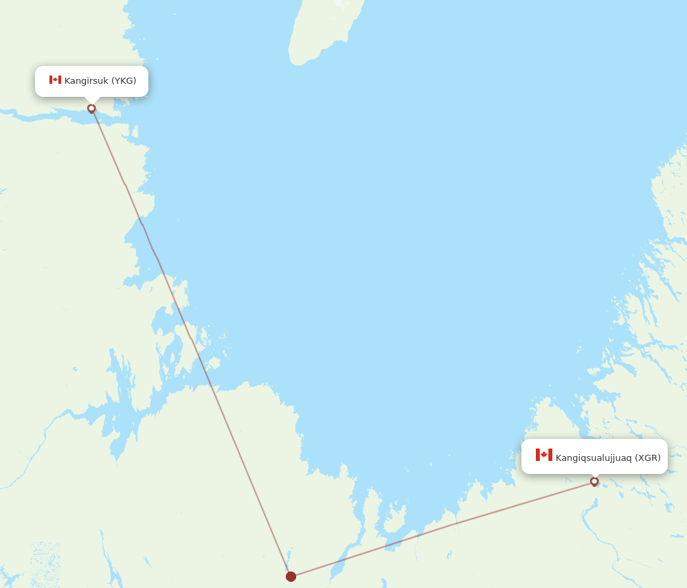 YKG-XGR flight routes