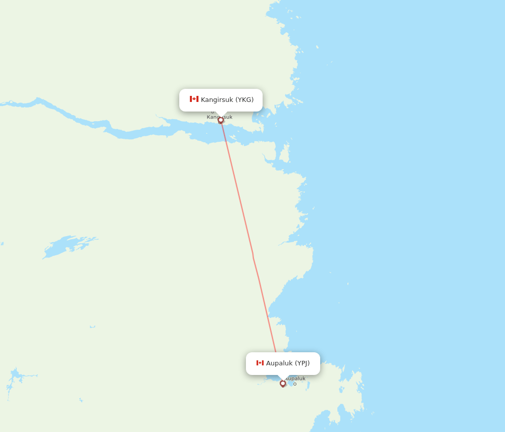 Kangirsuk - Aupaluk route map and flight paths