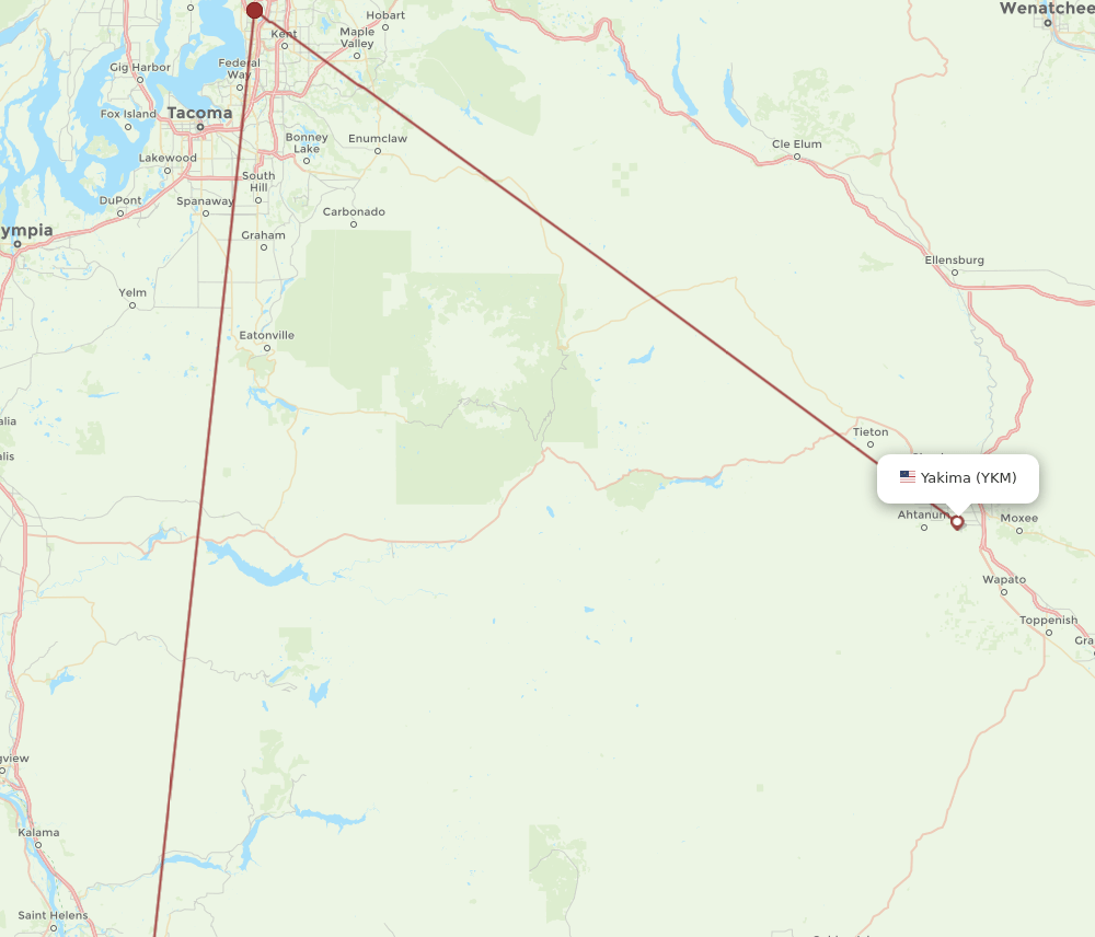 YKM-PDX flight routes