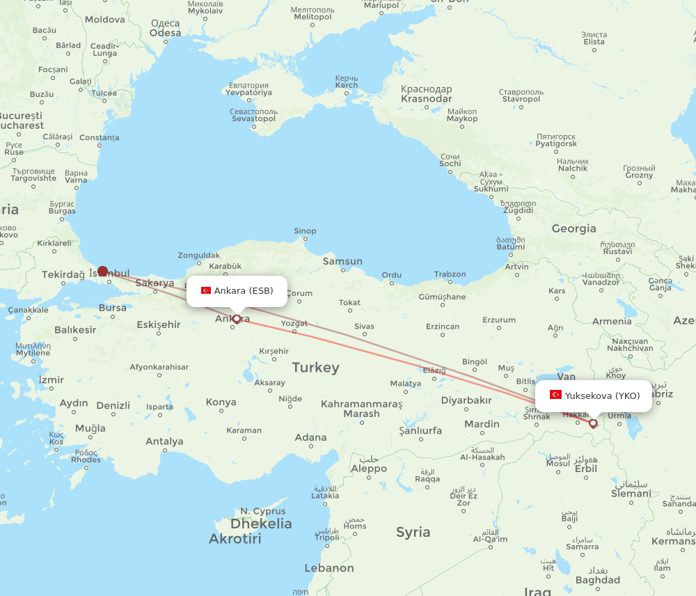 YKO-ESB flight routes