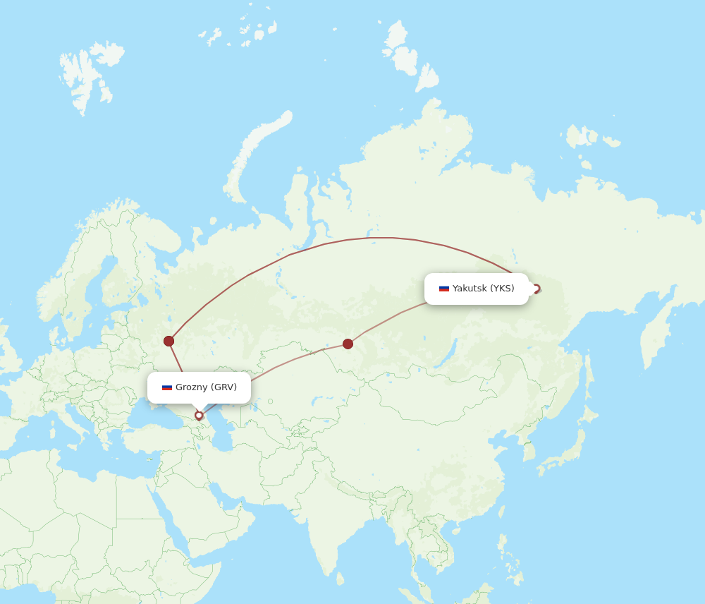 YKS to GRV flights and routes map