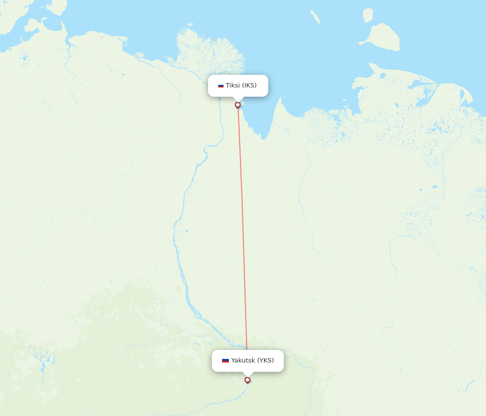 Yakutsk - Tiksi route map and flight paths
