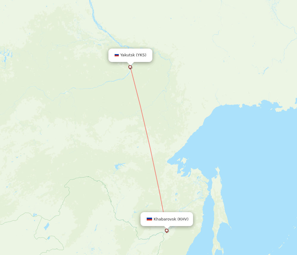 YKS to KHV flights and routes map