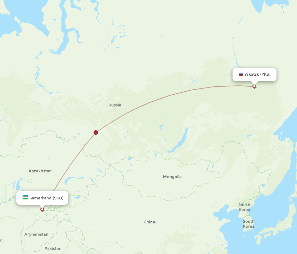 YKS-SKD flight routes
