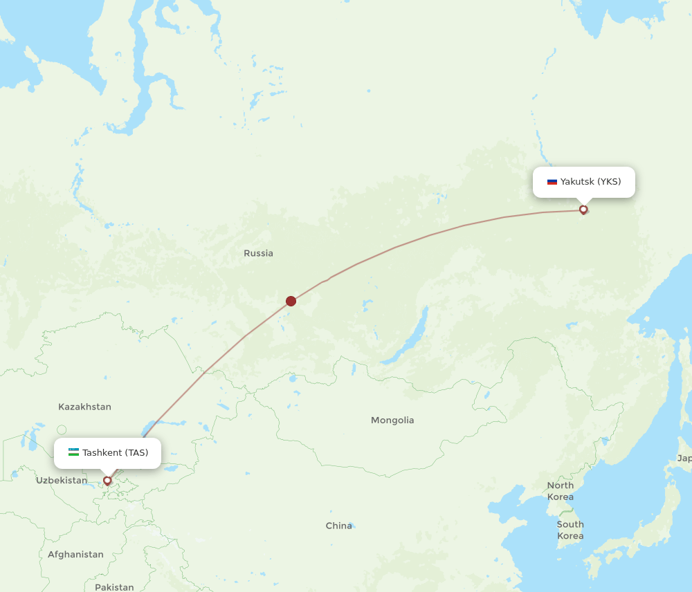 YKS-TAS flight routes
