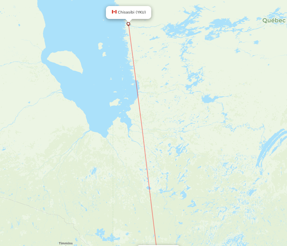 YKU to YVO flights and routes map