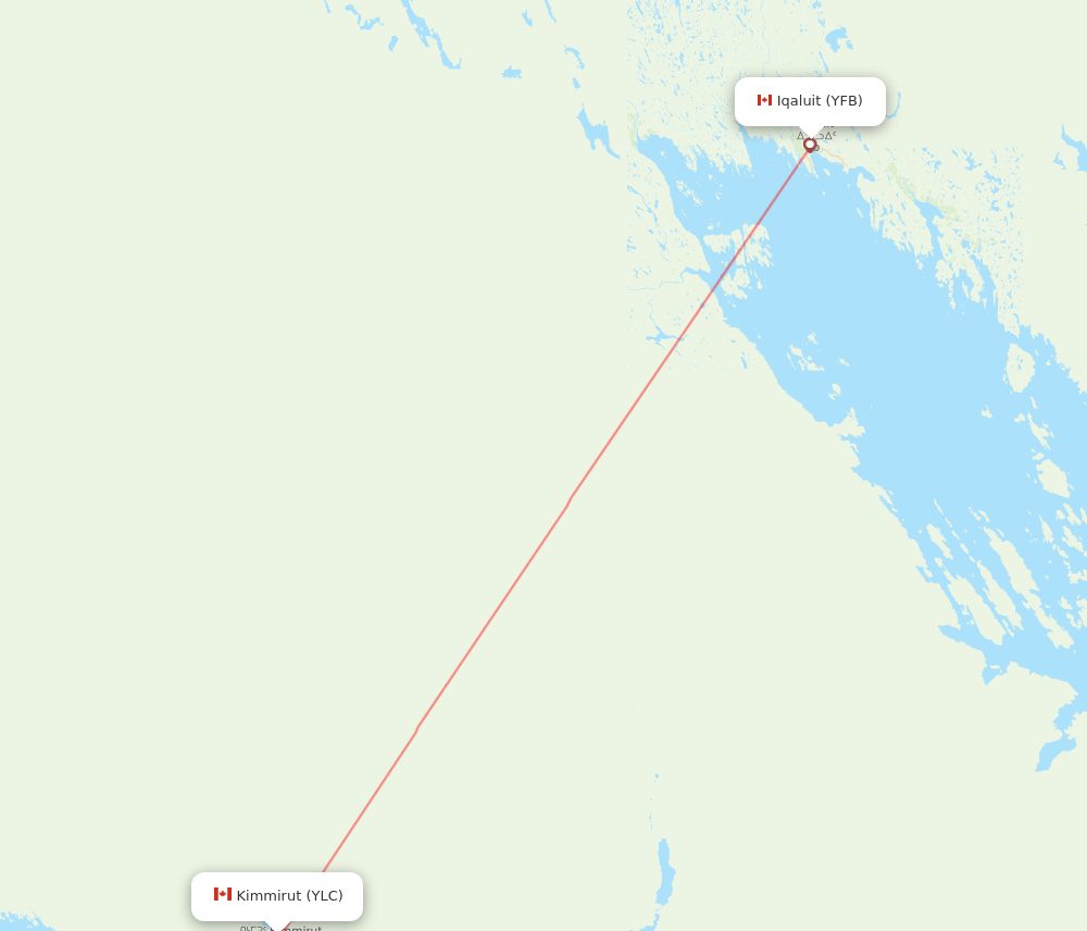 Kimmirut/Lake Harbour - Iqaluit route map and flight paths