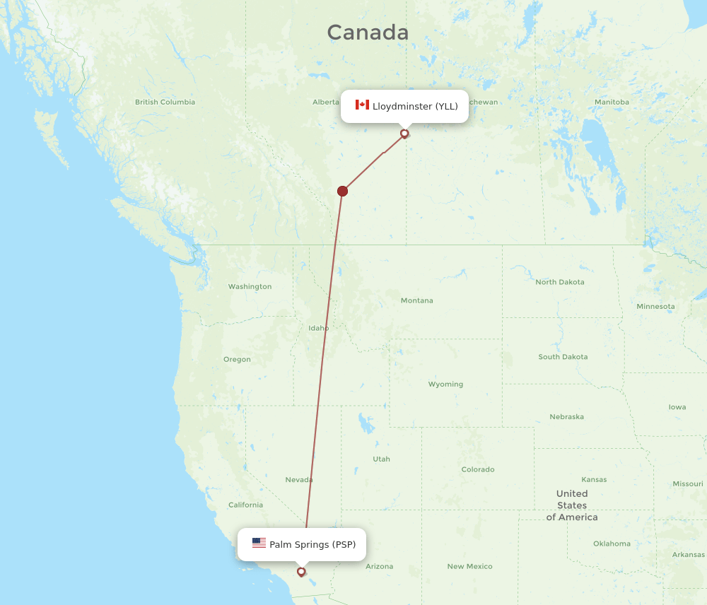 YLL to PSP flights and routes map