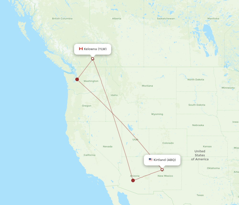 YLW-ABQ flight routes