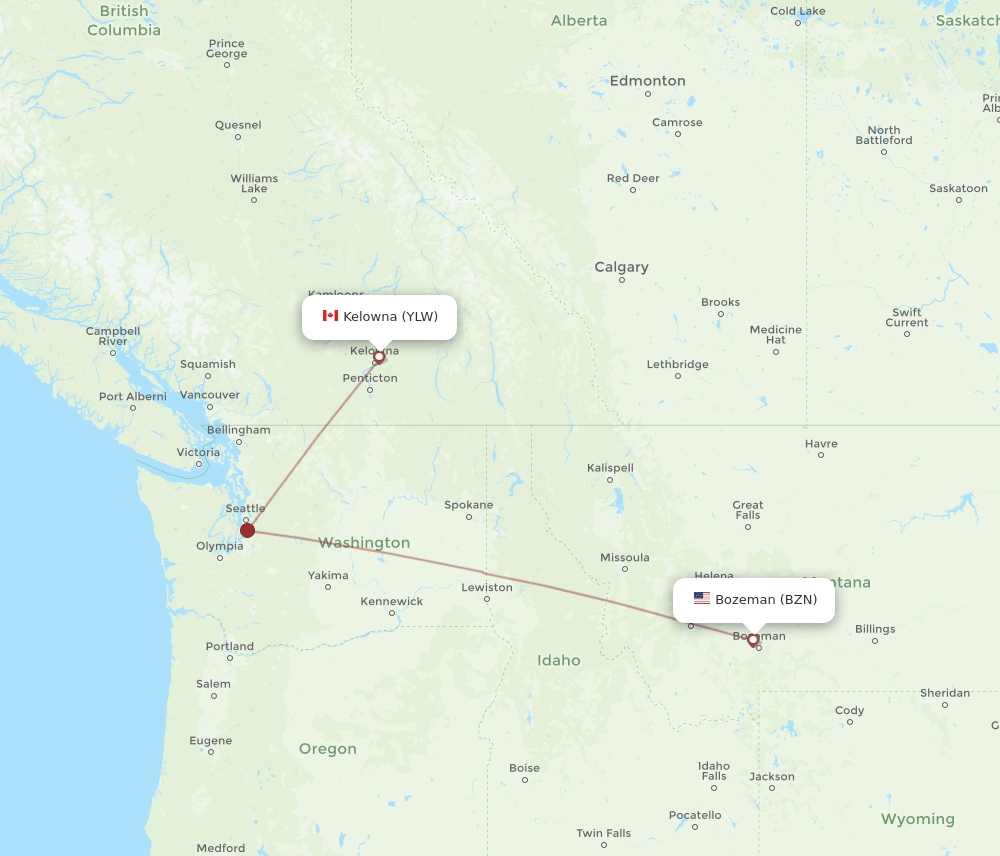 YLW-BZN flight routes