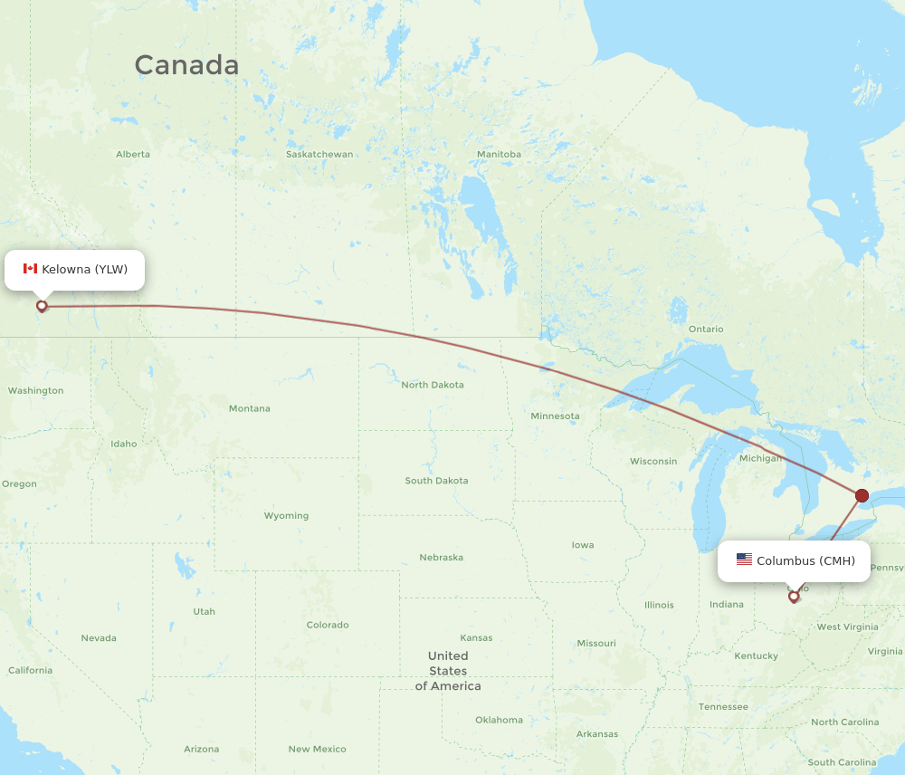 YLW-CMH flight routes