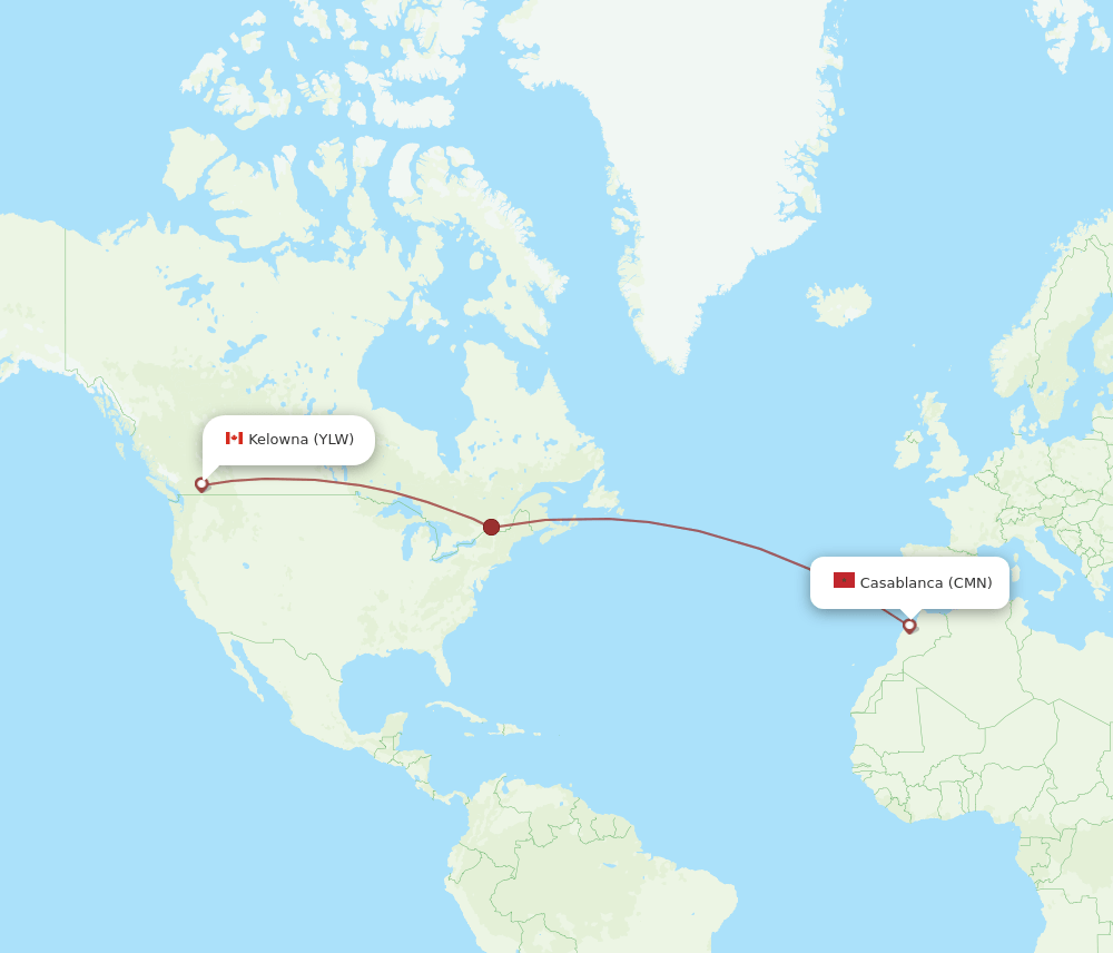 YLW-CMN flight routes
