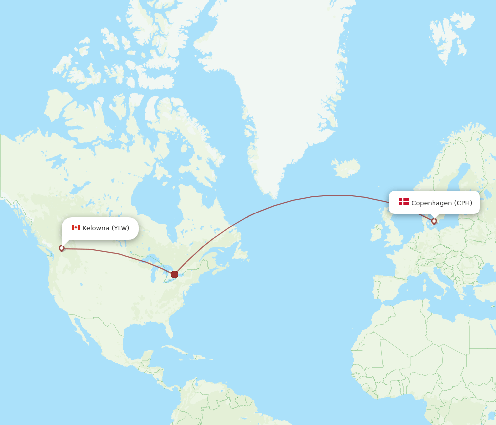 YLW-CPH flight routes