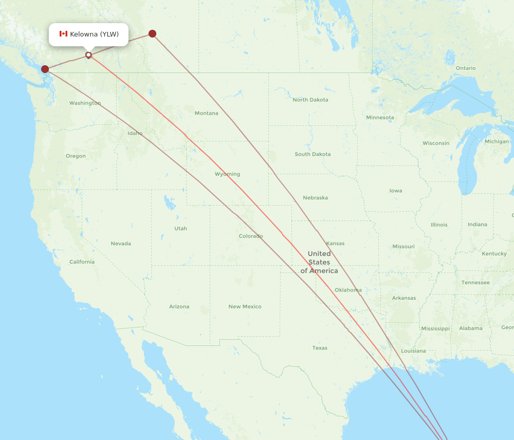 YLW-CUN flight routes