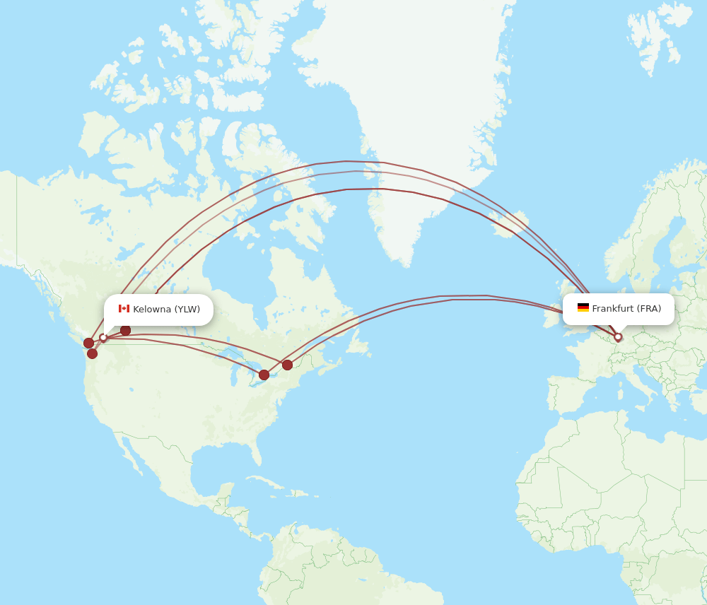 YLW-FRA flight routes