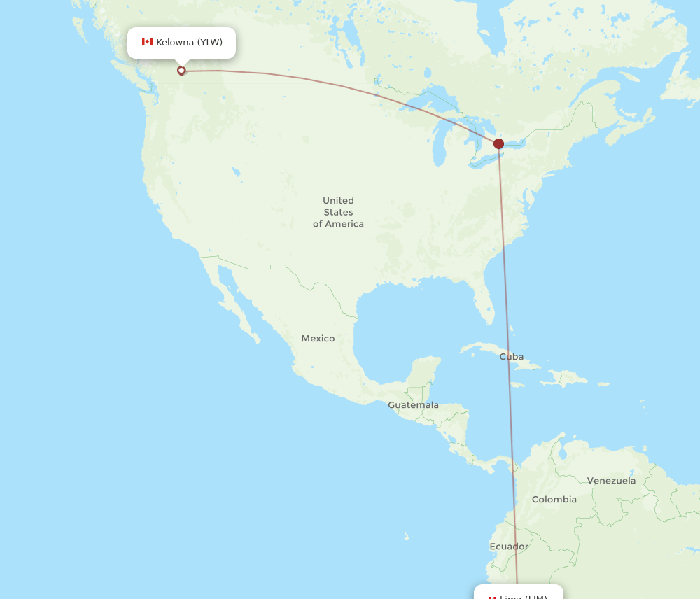 YLW-LIM flight routes