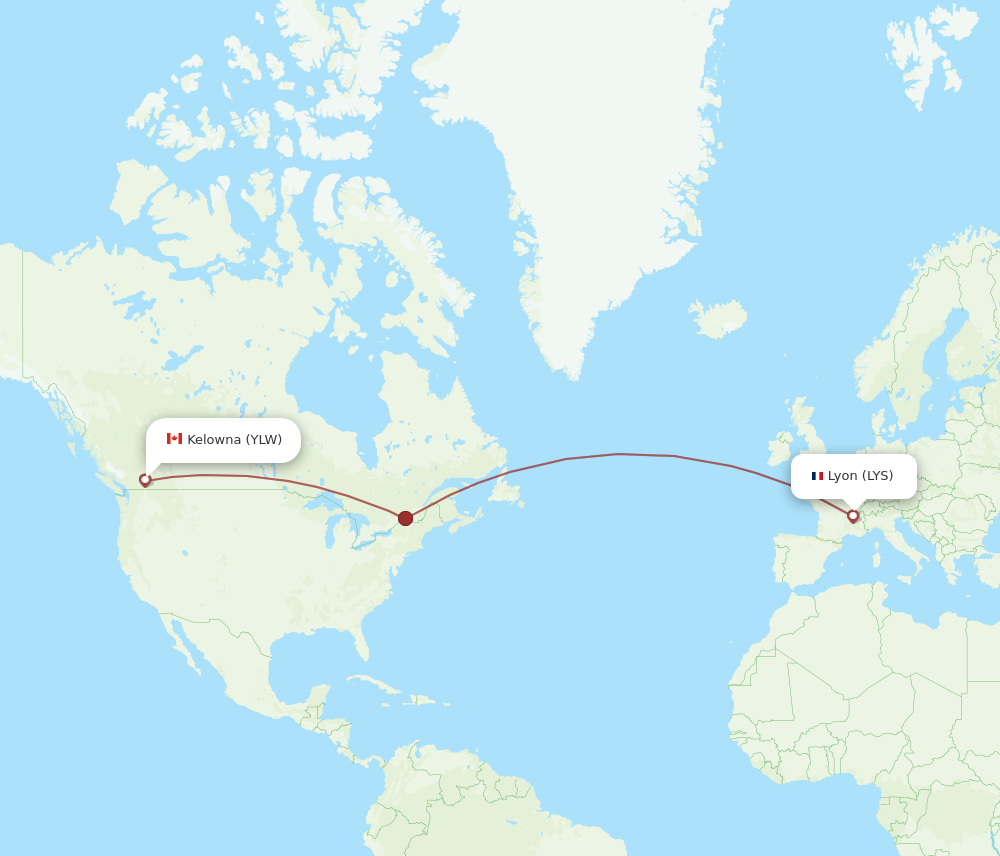 YLW to LYS flights and routes map