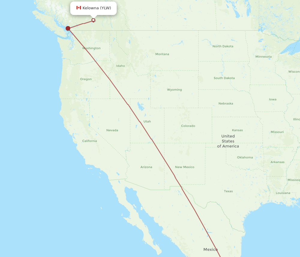 YLW to MEX flights and routes map