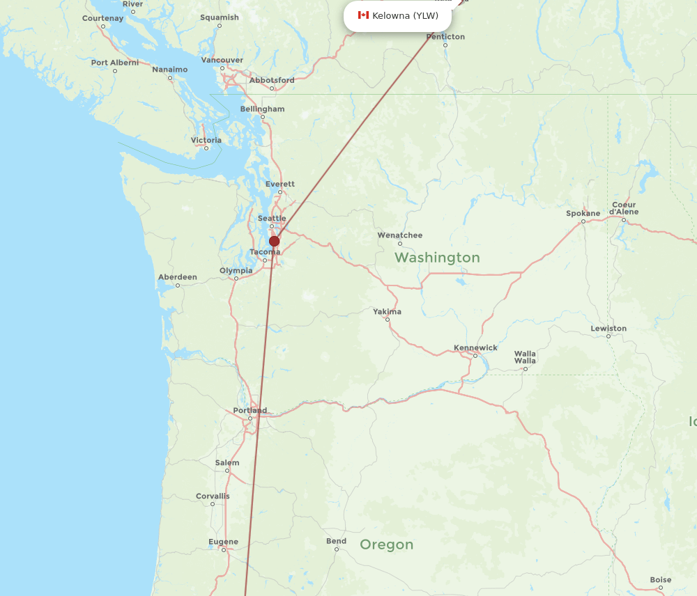 YLW-MFR flight routes