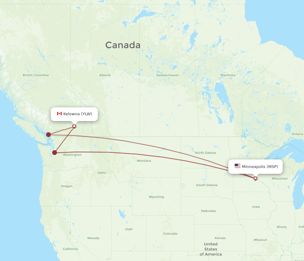 YLW-MSP flight routes