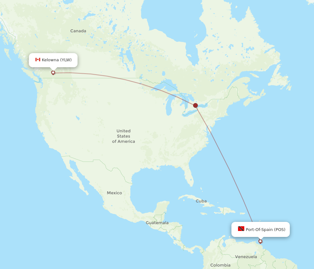 YLW-POS flight routes
