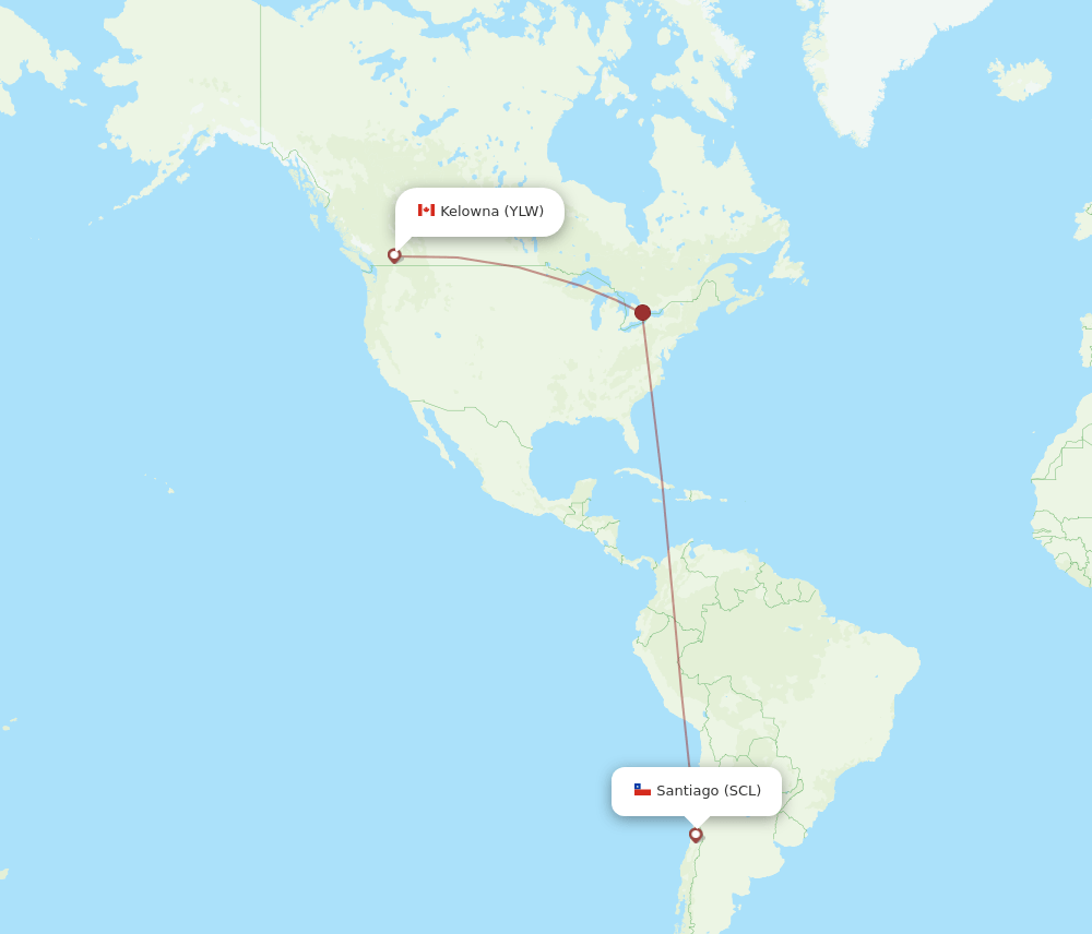 YLW-SCL flight routes