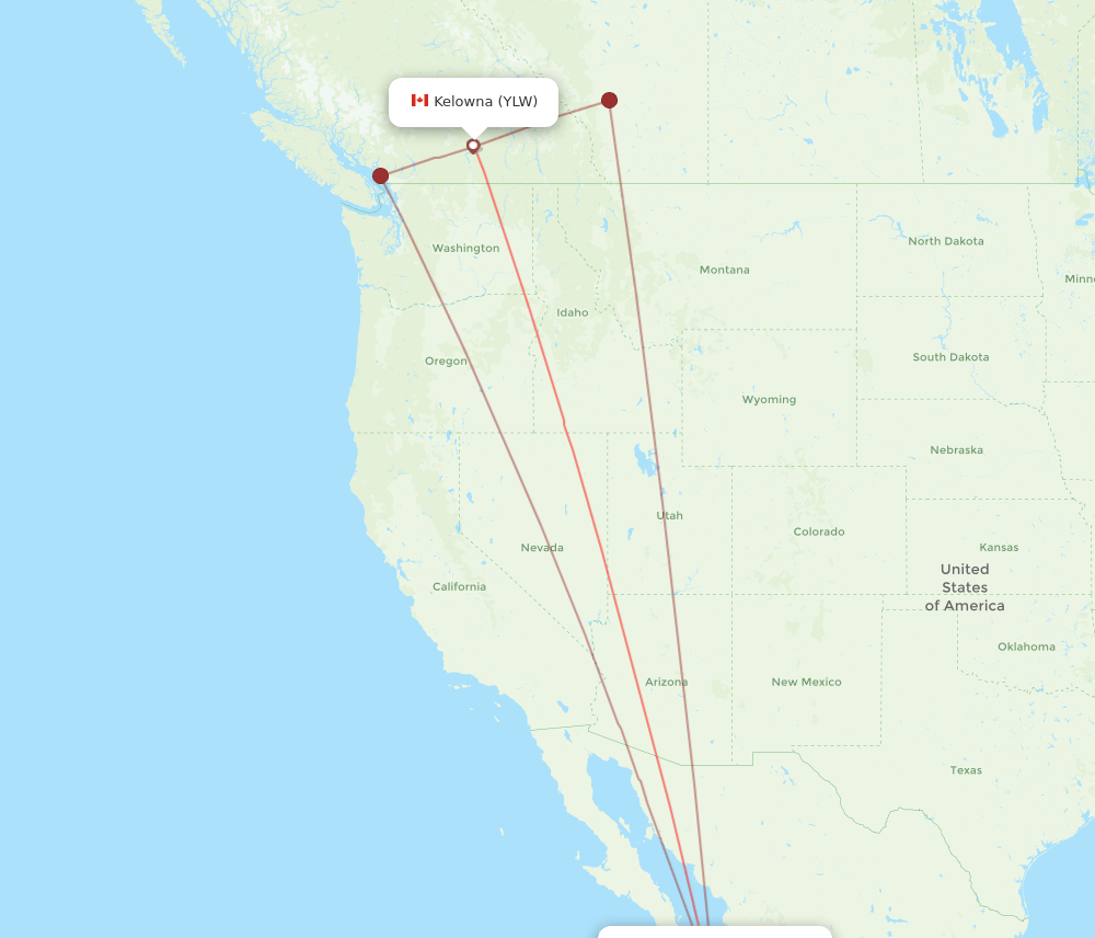 YLW to SJD flights and routes map