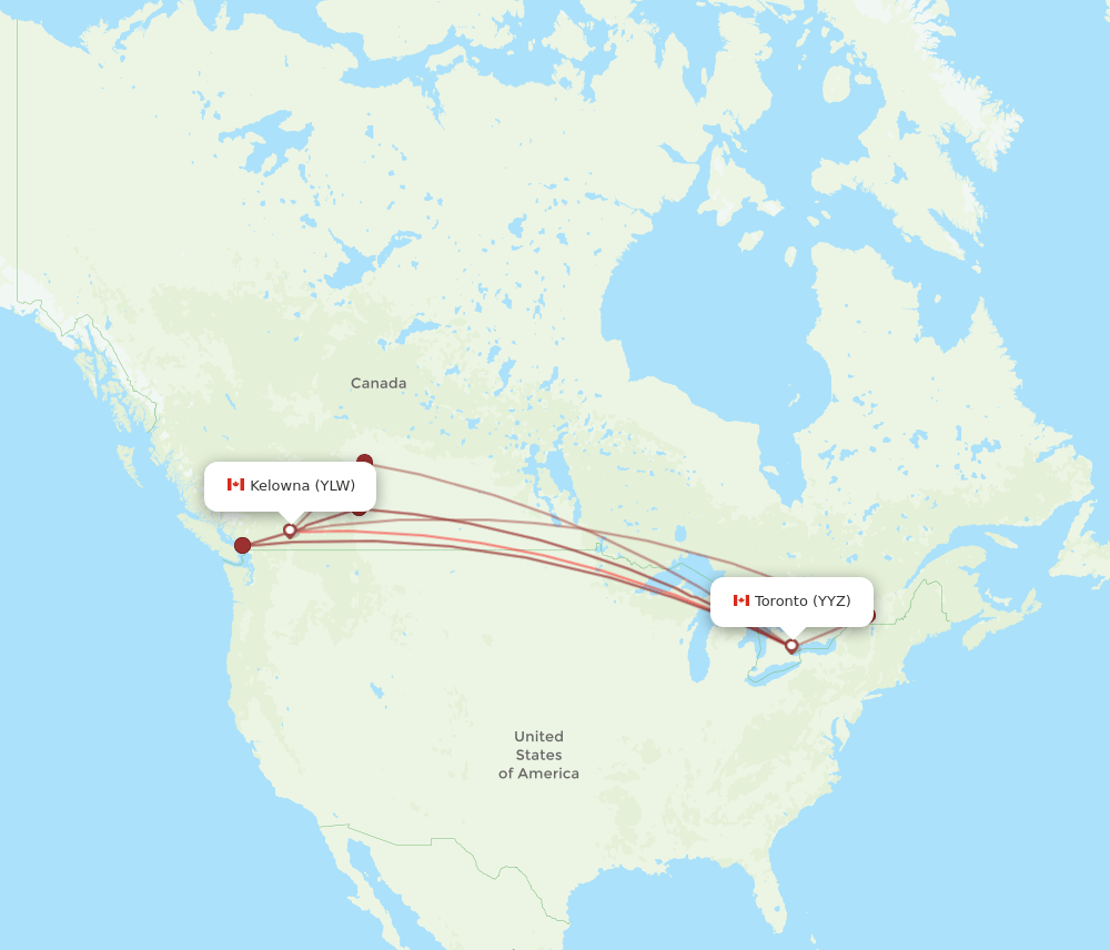 YLW-YYZ flight routes