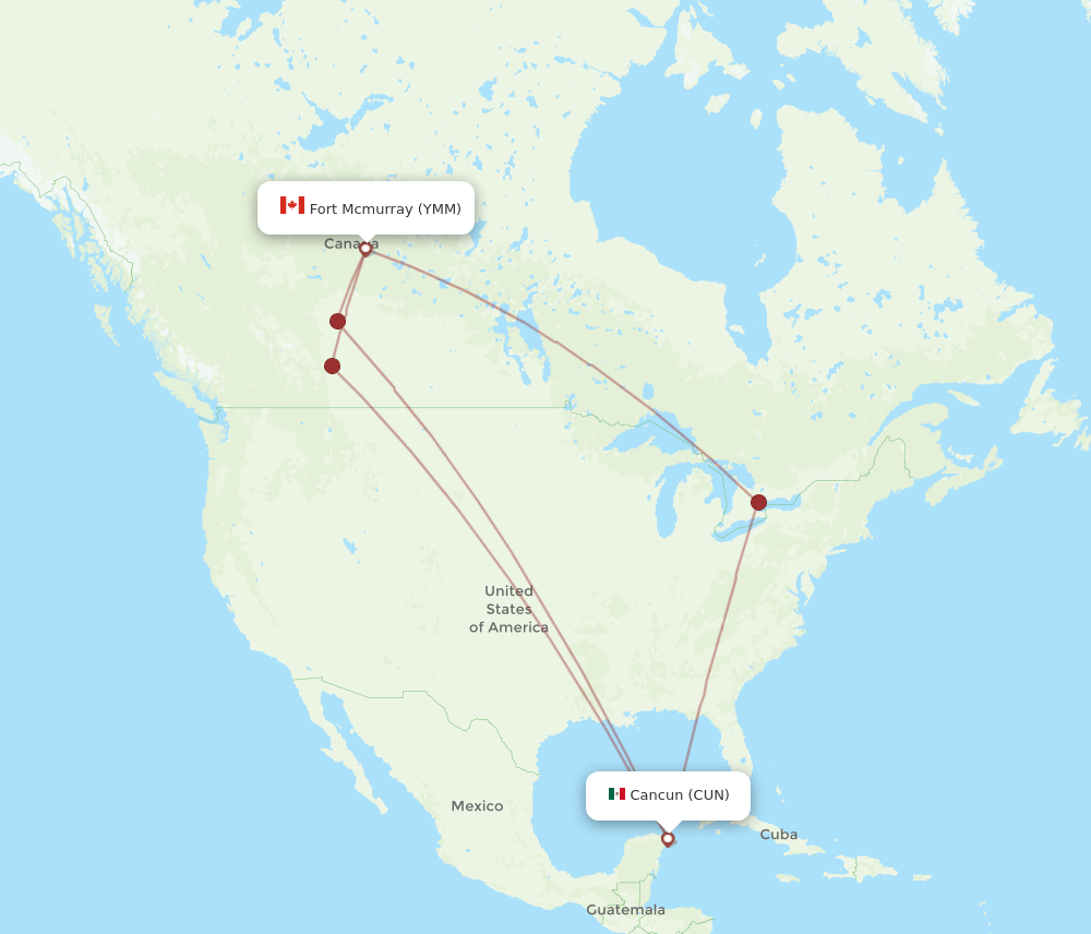 YMM-CUN flight routes