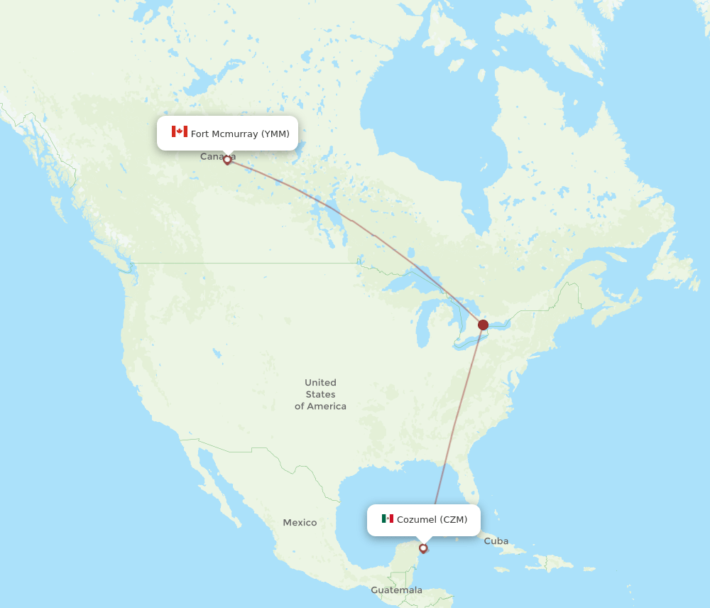 YMM-CZM flight routes
