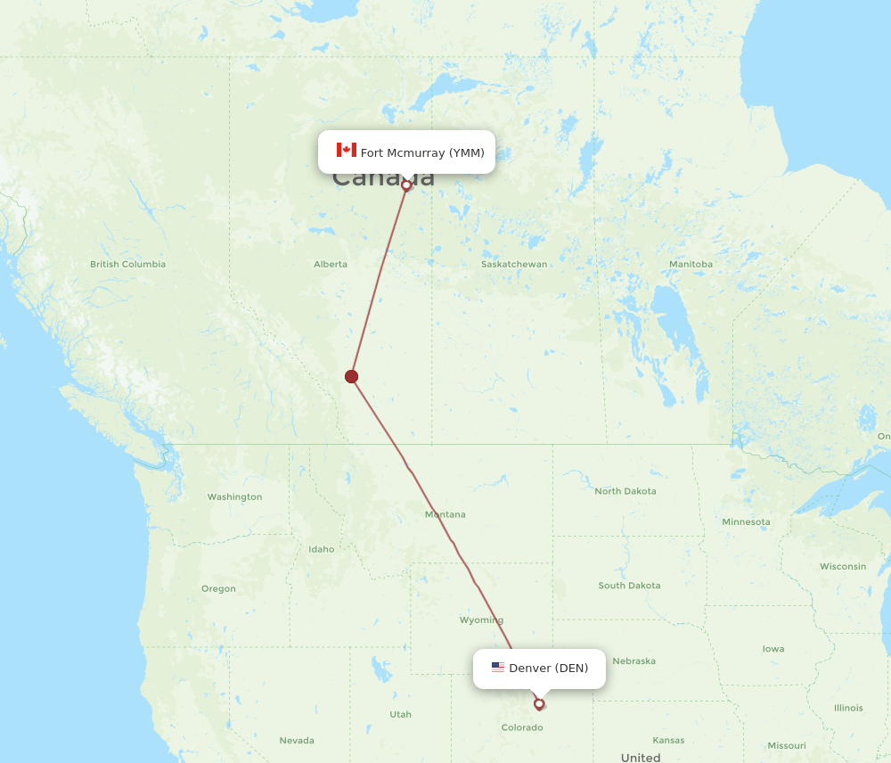 YMM to DEN flights and routes map