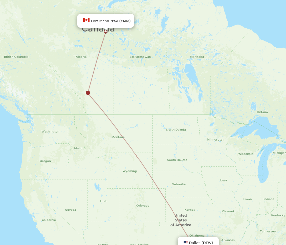 YMM-DFW flight routes