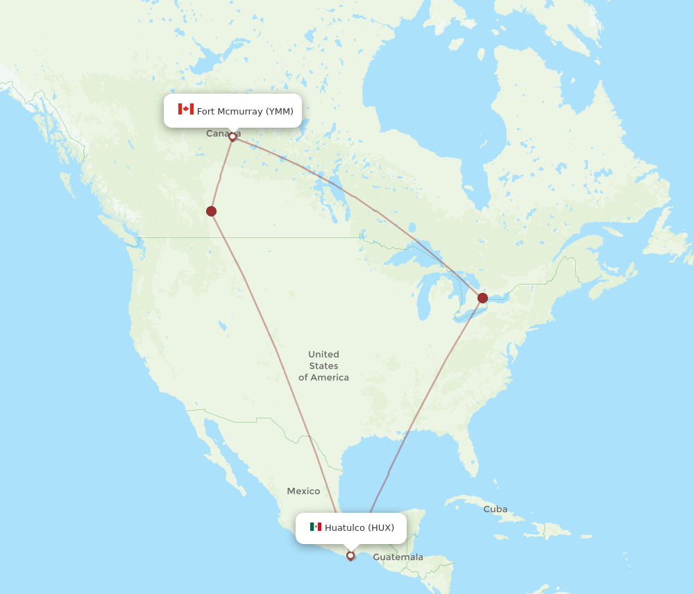YMM-HUX flight routes
