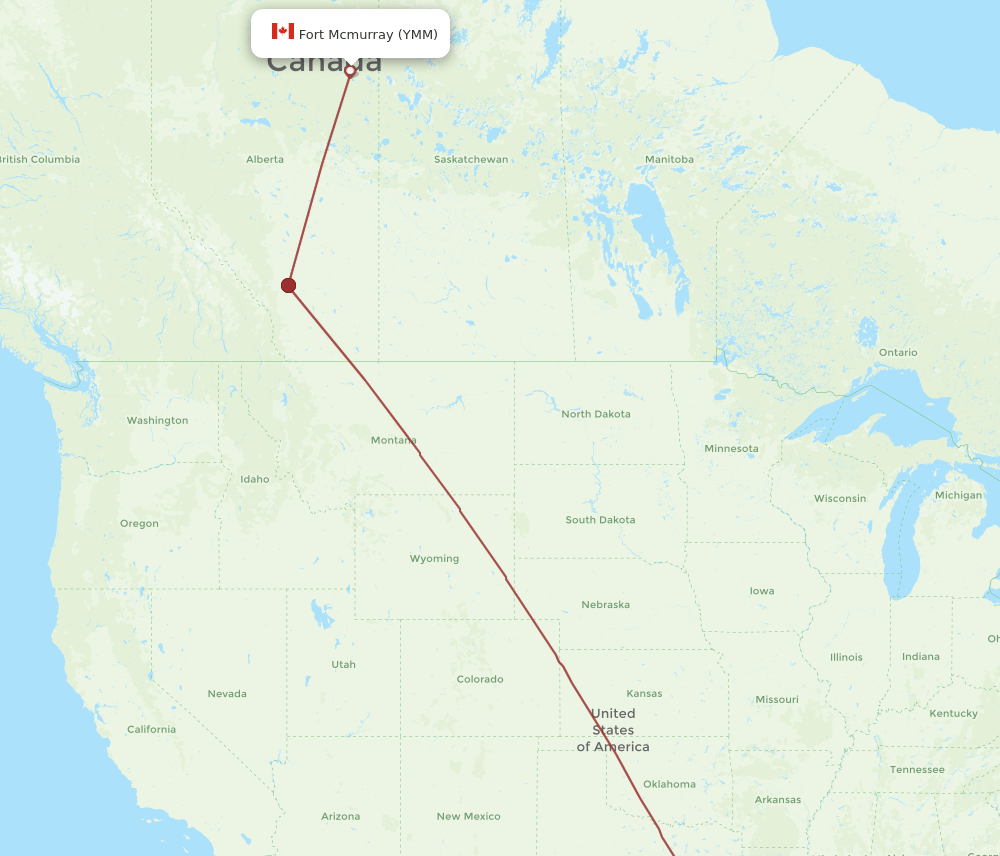 YMM to IAH flights and routes map