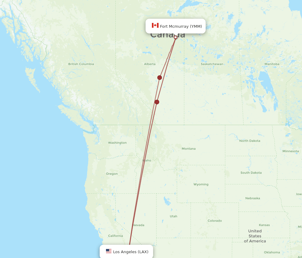 YMM-LAX flight routes