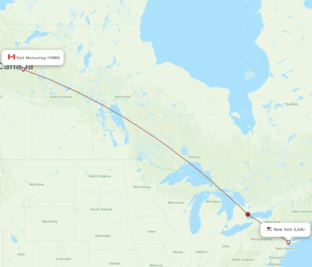 YMM-LGA flight routes