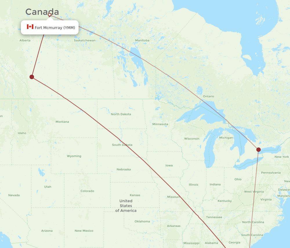 YMM-MCO flight routes