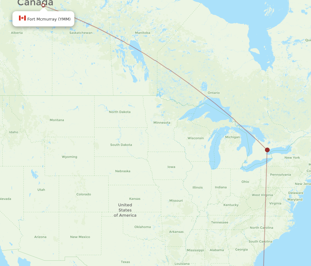 YMM to MIA flights and routes map