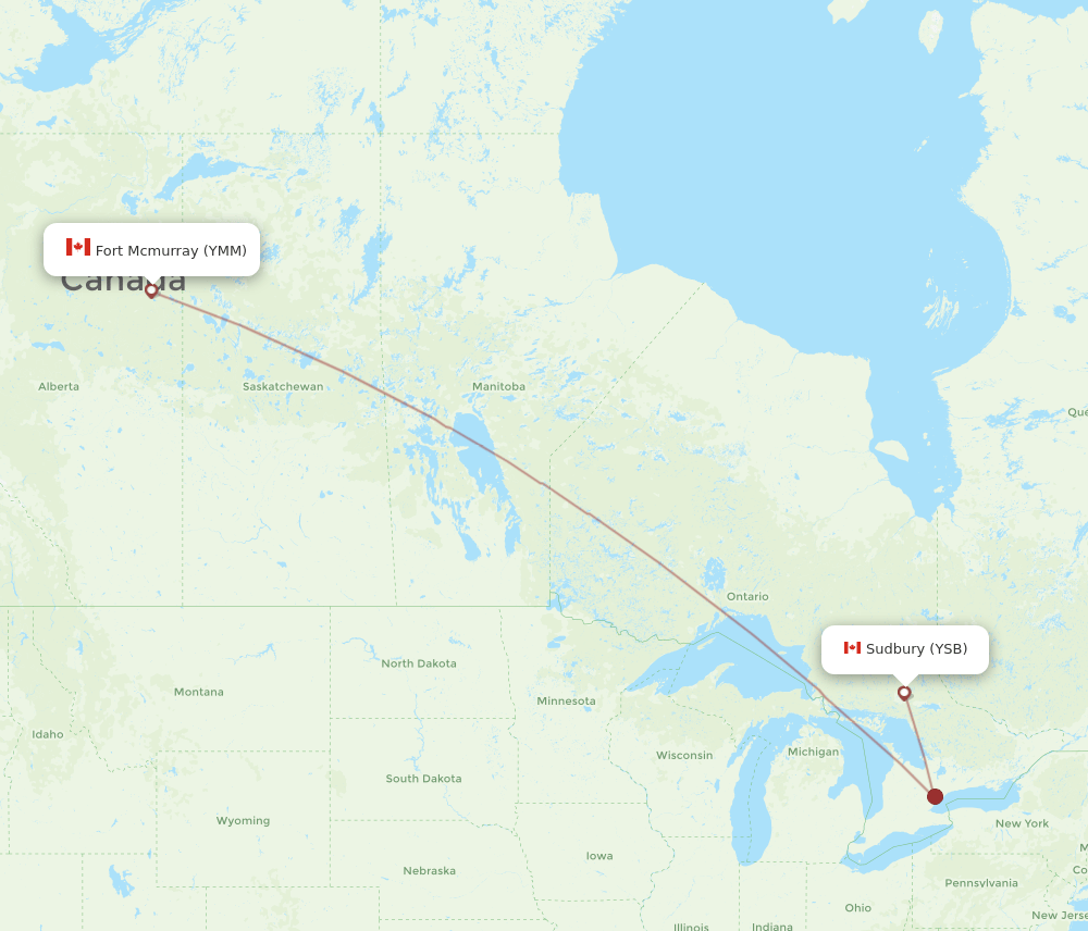 YMM to YSB flights and routes map