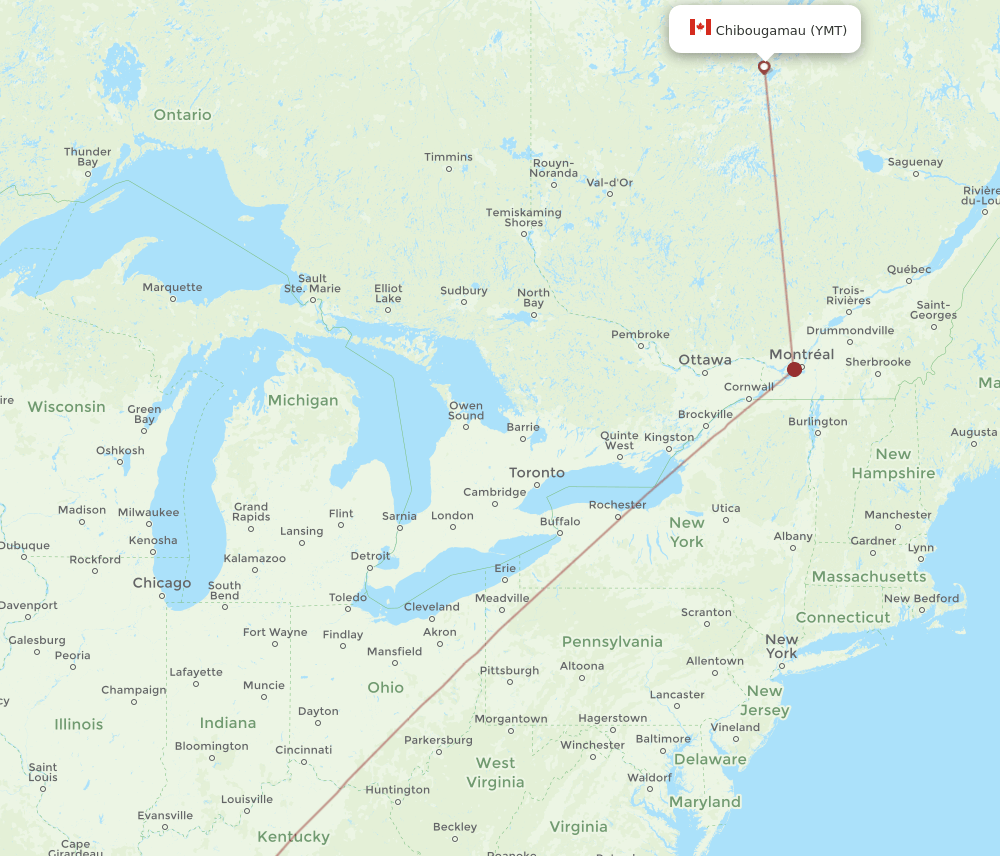 YMT-BNA flight routes
