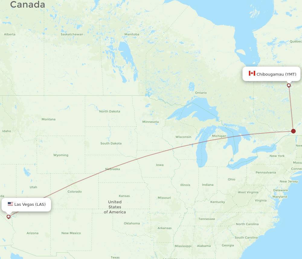 YMT to LAS flights and routes map