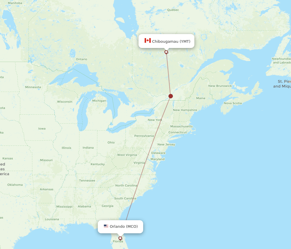 YMT-MCO flight routes