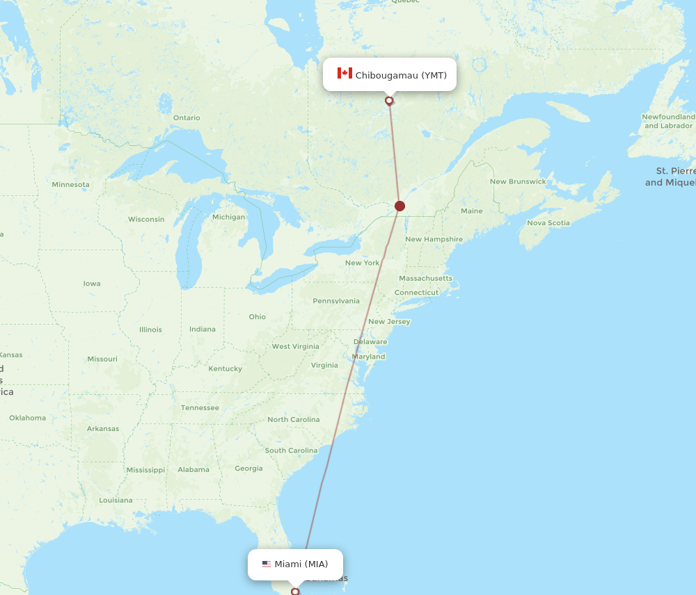 YMT-MIA flight routes
