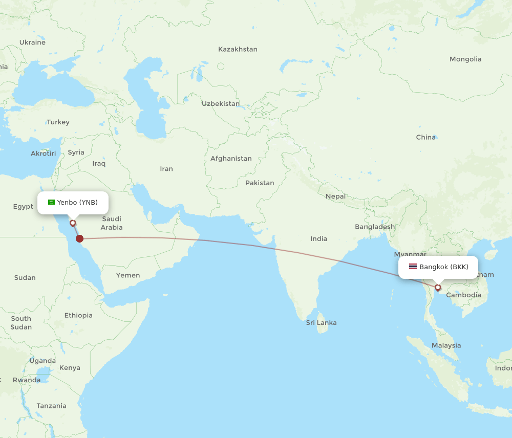 YNB-BKK flight routes