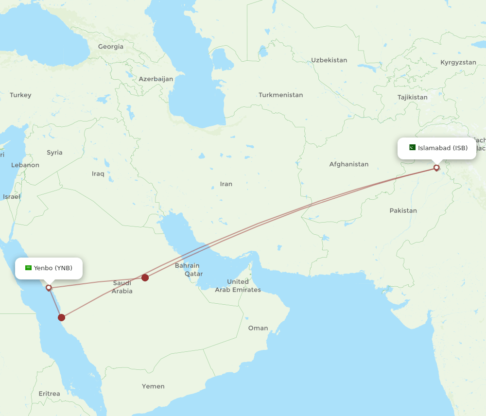 YNB-ISB flight routes