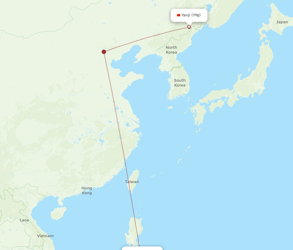 YNJ-KLO flight routes